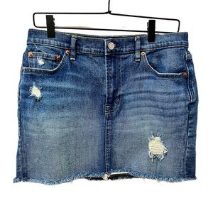 GAP Distressed Denim Mini Skirt- Med Wash